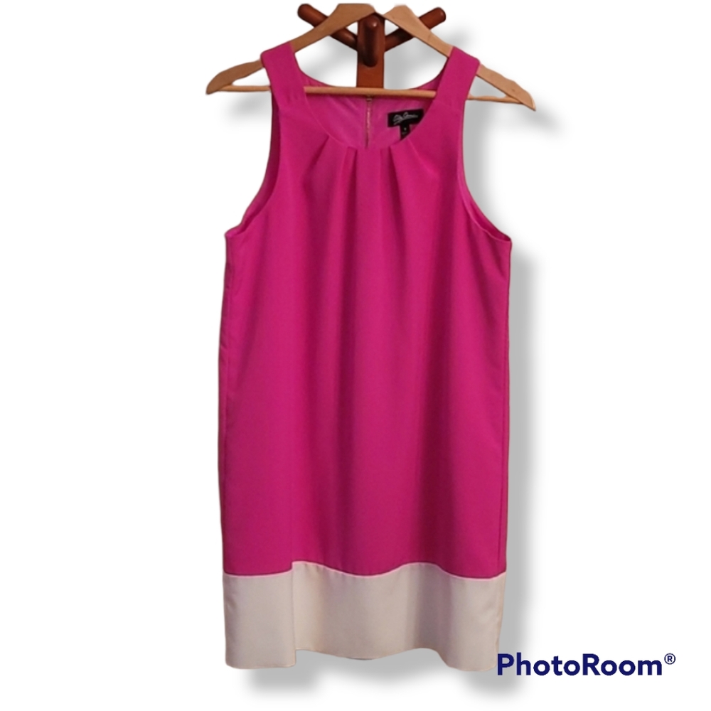 Oleg Cassini Pink White Sleeveless Dress
